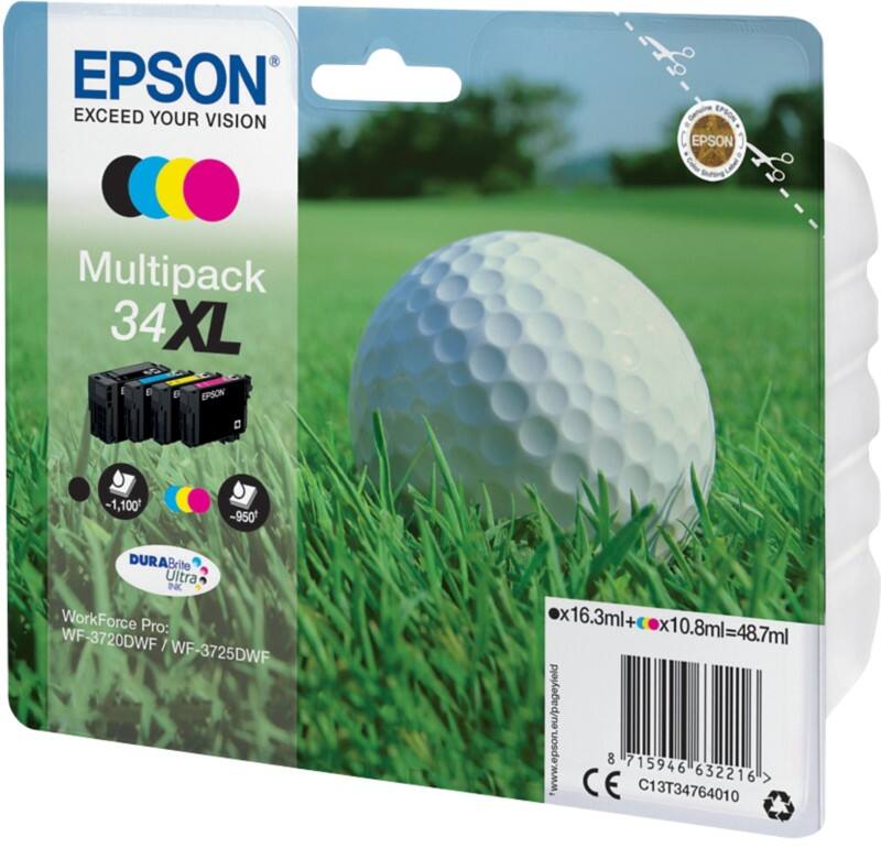 Epson 34XL Original Tintenpatrone C13T34764010 Schwarz, Cyan, Magenta, Gelb Multipack 4 Stück