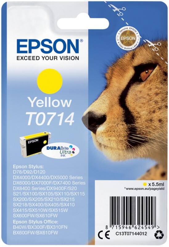 Epson T0714 Original Tintenpatrone C13T07144012 Gelb