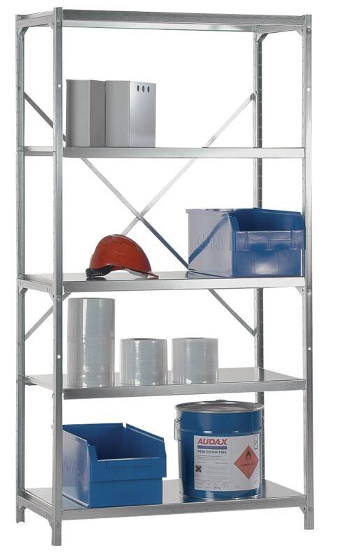 Manuflex Grundregal 5 Fachböden Stahl 1.030 x 500 x 2.000 mm Silber