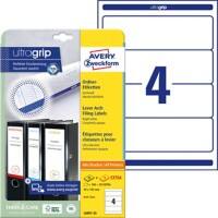 AVERY Zweckform ultragrip Ordneretiketten L6061-25 Selbsthaftend DIN A4 Weiß 5,9 x 19,2 cm 30 Blatt à 4 Etiketten