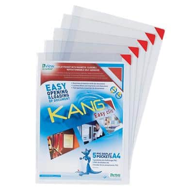 Tarifold Sichthüllen Kang Easy clip DIN A4 Transparent PVC 22 x 30 cm 5 Stück
