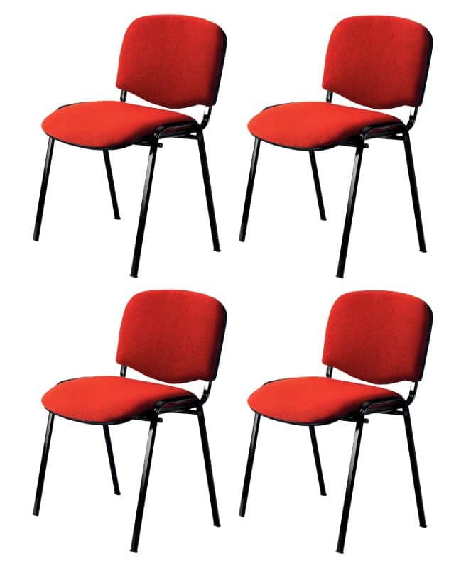 Nowy Styl Besucherstuhl ISO Plus Stoff Rot 4 Stück