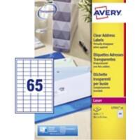 Avery Zweckform L7551-25 Adressetiketten selbstklebend 38,1 x 21,2mm Transparent 25 Blatt mit 65 Etiketten