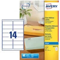 AVERY Zweckform Abziehhilfe QuickPEEL Adressetiketten J8563-25 Selbsthaftend DIN A4 Transparent 99,1 x 38,1 mm 25 Blatt à 14 Etiketten