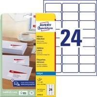 AVERY Zweckform Adressetiketten J8159-25 Ja DIN A4 Weiß 63,5 x 33,9 mm 25 Blatt à 24 Etiketten