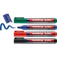edding 330 Keilspitze Permanentmarker Breit Keilspitze 1 - 5 mm Farbig Sortiert Nachfüllbar 4 Stück