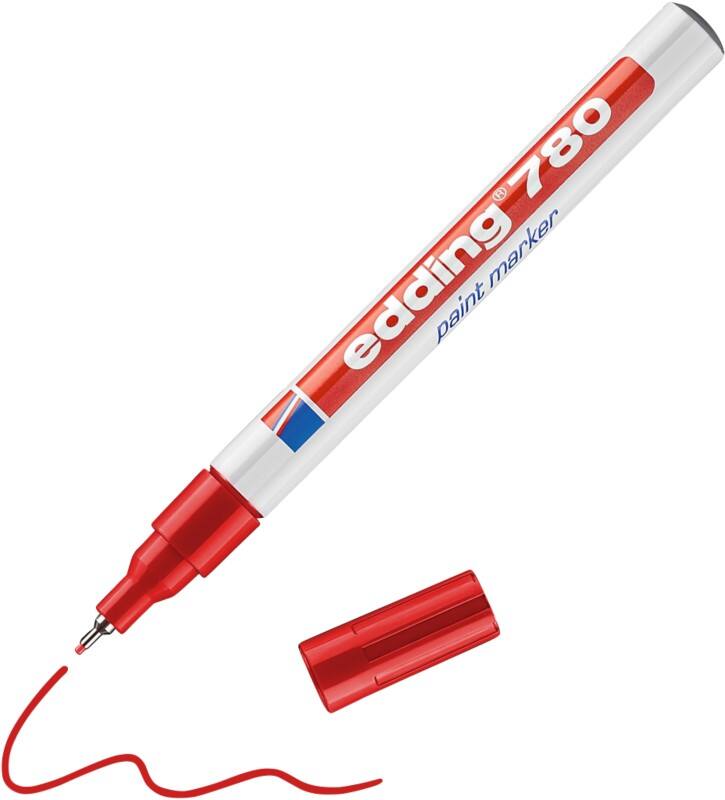 edding 780 Permanent Lackmarker Rot Extra Fein Nadelspitze 1 -    Wasserbeständig