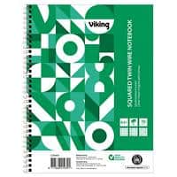 Viking Notebook DIN A5+ Kariert Spiralbindung Papier Weiß Perforiert 160 Seiten 80 Blatt