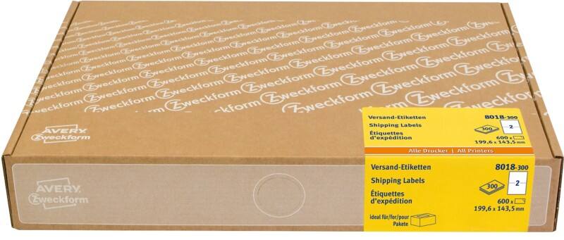 AVERY Zweckform Adressetiketten 8018-300 DIN A4 Weiß 199,6 x 143,5 mm 300 Blatt à 2 Etiketten