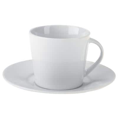 Niceday Tasse und Untertasse Set Porzellan 200 ml Weiß 6 Stück
