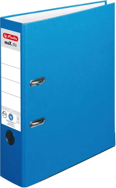 herlitz maX.file nature plus Breit Ordner DIN A4 80 mm Blau 2 Ringe Kunststoff Texturiert Hochformat