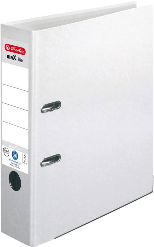 herlitz maX.file nature plus Ordner Breit DIN A4 80 mm Weiß 2 Ringe 10841559 Kunststoff Texturiert Hochformat