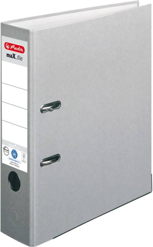 herlitz maX.file nature plus Ordner Breit DIN A4 80 mm Grau 2 Ringe 10841567 Kunststoff Texturiert Hochformat