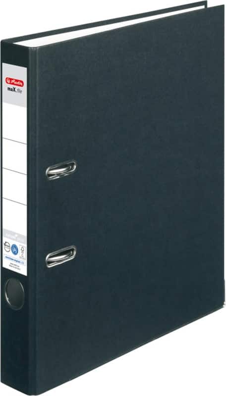 herlitz maX.file nature plus Ordner Schmal DIN A4 50 mm Schwarz 2 Ringe 10841625 Kunststoff Texturiert Hochformat