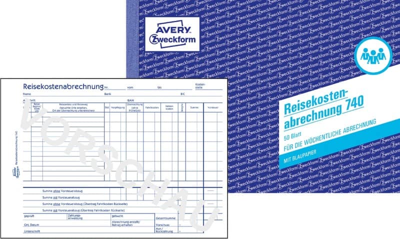 AVERY Zweckform Reisekostenabrechnung 740 DIN A5 quer Perforiert N/A 50 Blatt
