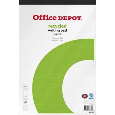 Office Depot Notizblock DIN A4+ Liniert Geleimt Papier Weiß Perforiert Recycled 160 Seiten
