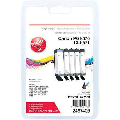 Office Depot PGI-570/CLI-571 Kompatibel Canon Tintenpatrone Schwarz, Cyan,  Magenta, Gelb Multipack 5 Stück | Viking DE | 