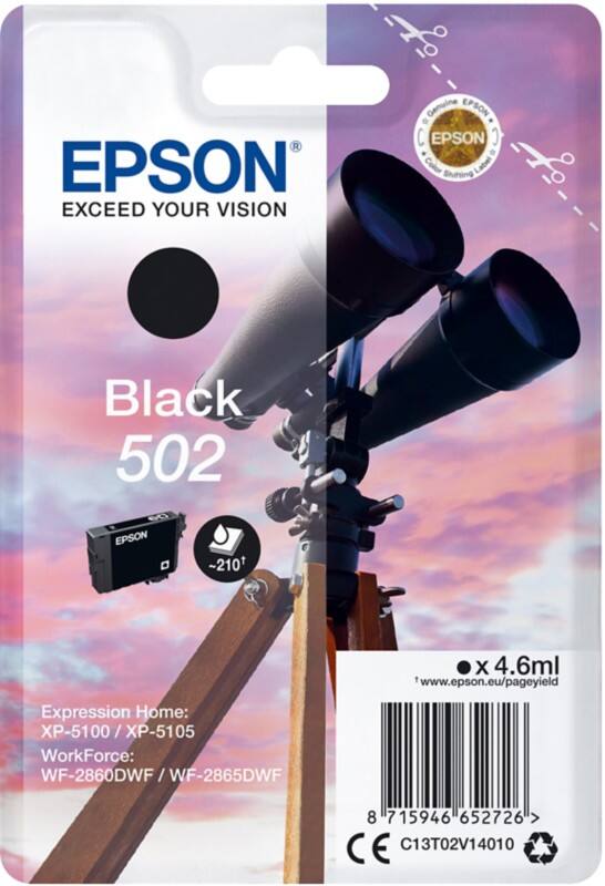 Epson 502 Original Tintenpatrone C13T02V14010 Schwarz