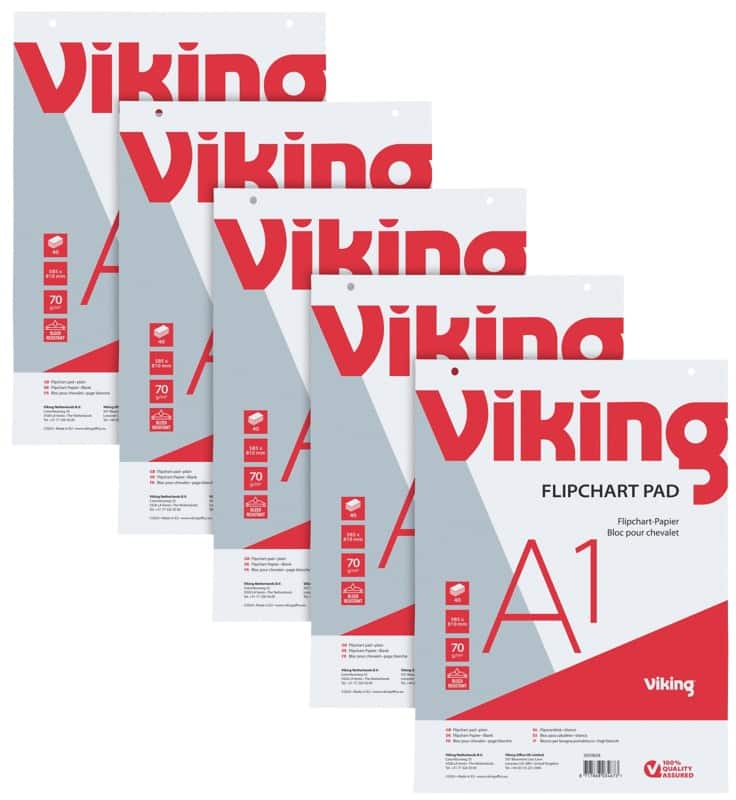 Viking Flipchart-Papier Blanko DIN A1 70 g/m² 5 Stück à 40 Blatt