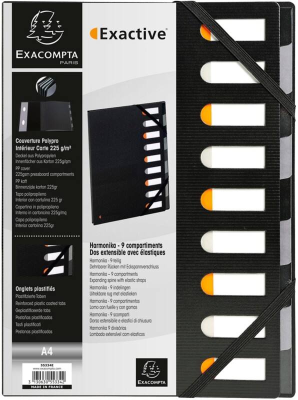 Exacompta Ordnungsmappe 55334E DIN A4 Schwarz Polypropylen 9-teilig 24 x 32 cm