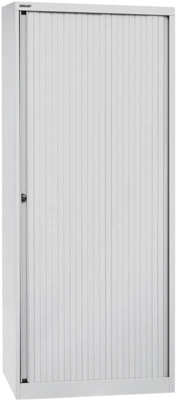 Bisley Rollladenschrank Kunststoff, Stahl 4 Fachböden abschließbar 800 x 430 x 1.980 mm Hellgrau