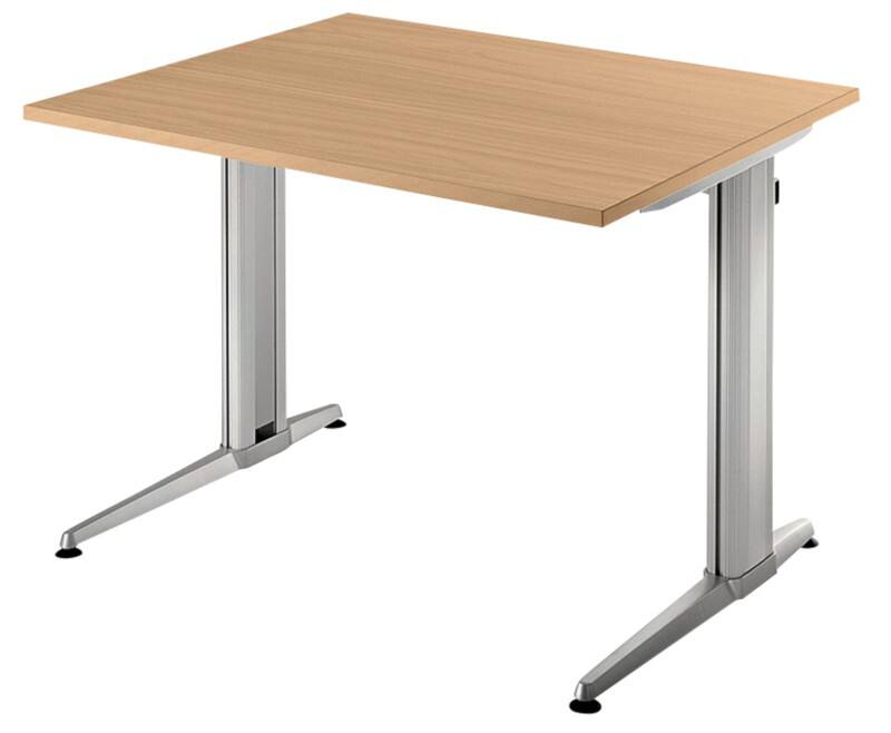 Hammerbacher XS-Serie Schreibtisch Quadratisch Buche C-Fuß 800 (B) x 800 (T) x 720 (H) mm Melaminharzbeschichtete Spanplatte