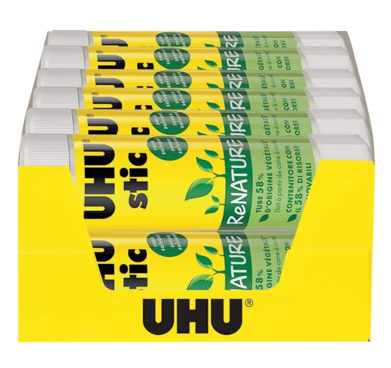 UHU ReNATURE Klebestift Non-permanent Transparent 12 Stück à 40 g