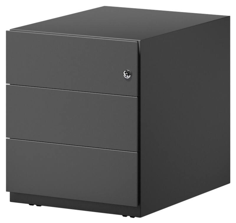 Bisley Rollcontainer Note 3 Schubladen Schwarz 420 x 565 x 495 mm