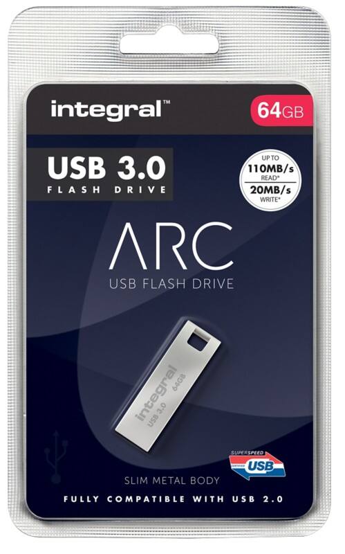 Integral USB 3.0 USB-Stick Metall Arc 64 GB Silber