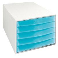 Exacompta Schubladenbox Fantasy Works 222083D PS, PP Hellgrau, Blau 38,7 x 28,4 x 21,8 cm