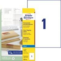 AVERY Zweckform Abziehhilfe QuickPEEL Versandetiketten J8567 25 Selbsthaftend DIN A4 Transparent 210 x 297 mm 25 Blatt à 1 Etiketten