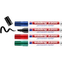 edding 3300 Keilspitze Permanentmarker Breit Keilspitze 5 mm Farbig Sortiert Nachfüllbar 4 Stück