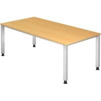 Hammerbacher Q Series VQS Höhenverstellbar Schreibtisch Rechteckig Buche 4 Metallfüße 2.000 (B) x 1.000 (T) x 810 (H) mm Spanplatte, Stahl