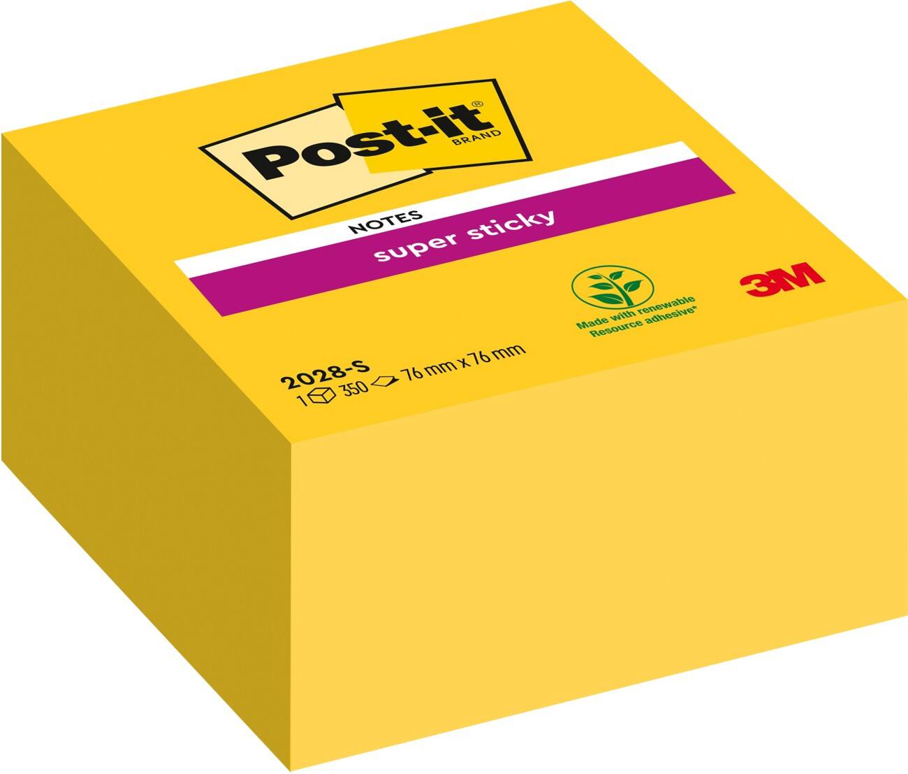 Post-it Super Sticky Haftnotizenwürfel 76 x 76 mm Narzissengelb 350 Blatt