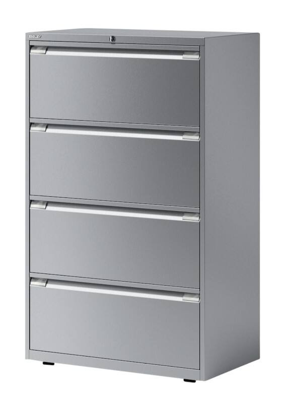Bisley Hängeregistraturschrank mit 4 Schubladen 4 Schübe Silber 800 x 470 x 1.300 mm