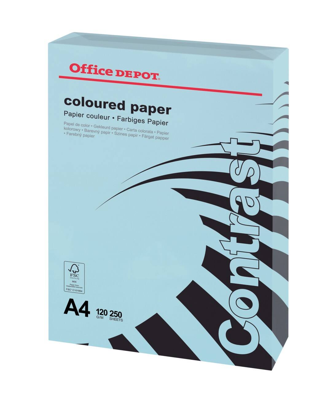 Office Depot Contrast Kopier-/ Druckerpapier DIN A4 120 g/m² Pastellblau 250 Blatt