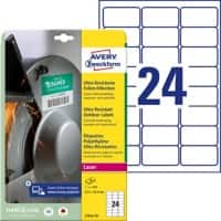 AVERY Zweckform Ultra-Resistent Etiketten L7912-10 Selbsthaftend DIN A4 Weiß 63,5 x 33,9 mm 10 Blatt à 24 Etiketten