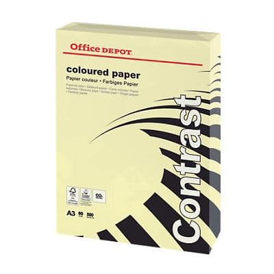 Office Depot DIN A3 Farbiges Papier Gelb 80 g/m² Glatt 500 Blatt