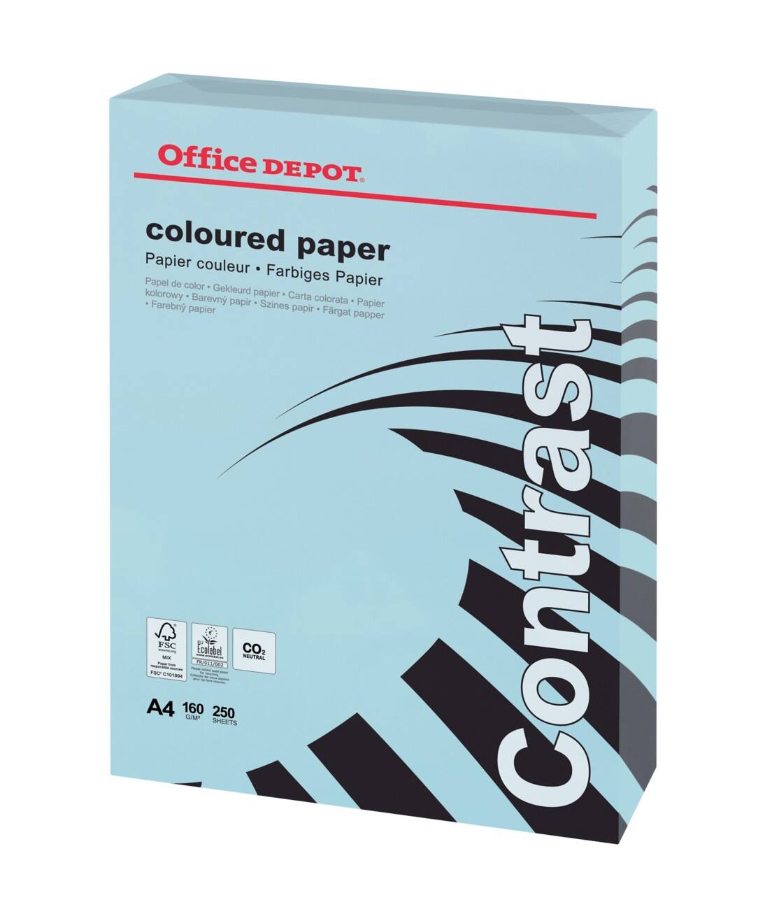 Office Depot Farbiges Kopier-/ Druckerpapier DIN A4 160 g/m² Pastellblau 250 Blatt