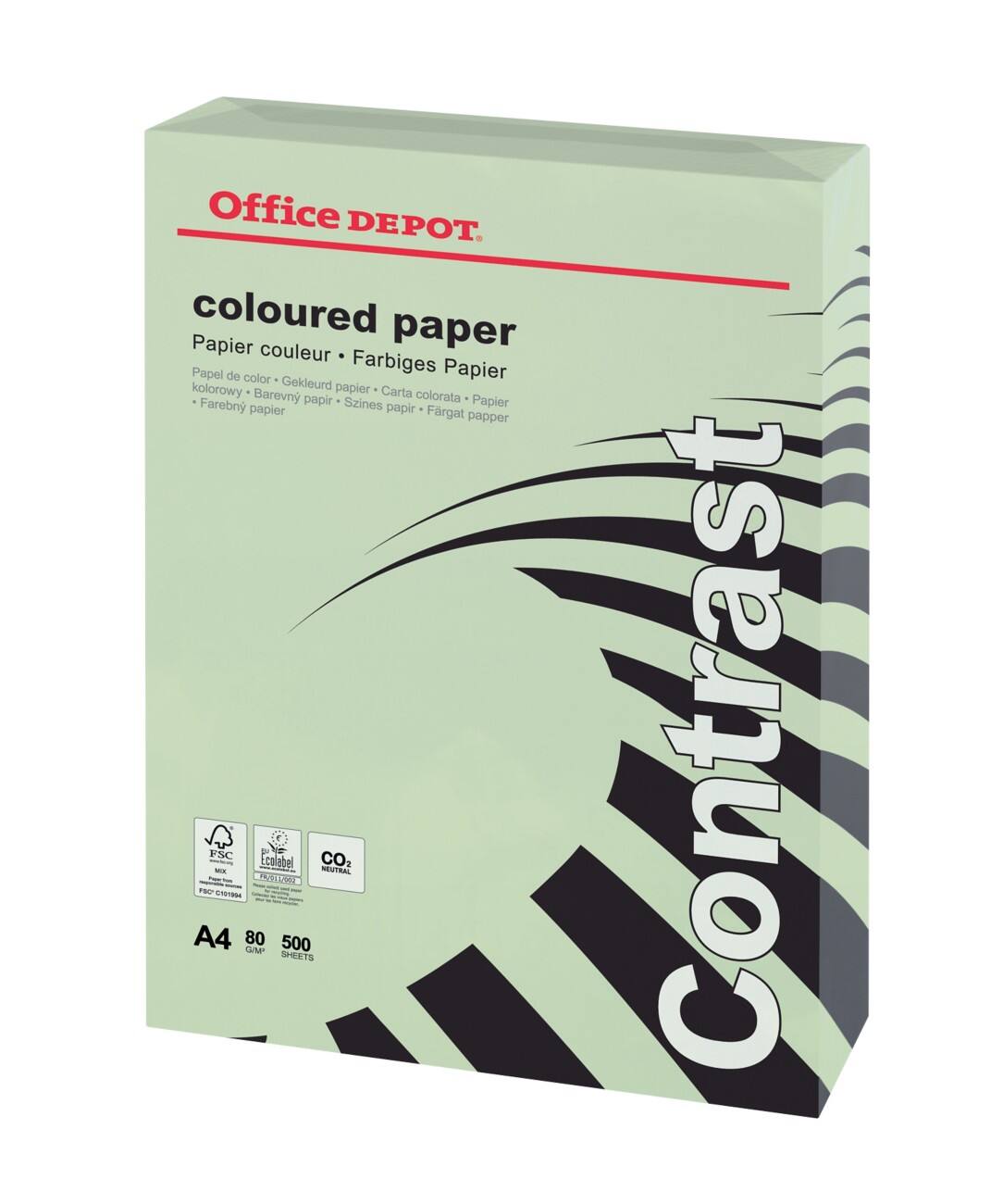 Office Depot Farbiges Kopier-/ Druckerpapier DIN A4 160g/m² Pastellgrün 250 Blatt