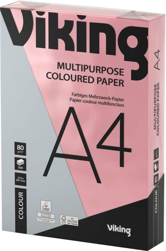 Viking DIN A4 Farbiges Papier Pink 80 g/m² Glatt 500 Blatt