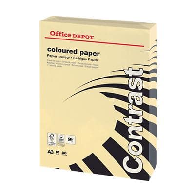 Office Depot DIN A3 Farbiges Papier Creme 80 g/m² Glatt 500 Blatt