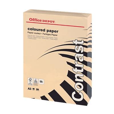 Office Depot DIN A3 Farbiges Papier Lachsfarben 80 g/m² Glatt 500 Blatt