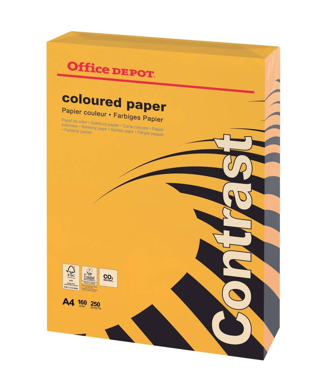 Office Depot Farbiges Kopier-/ Druckerpapier DIN A4 160 g/m² Orange 250 Blatt