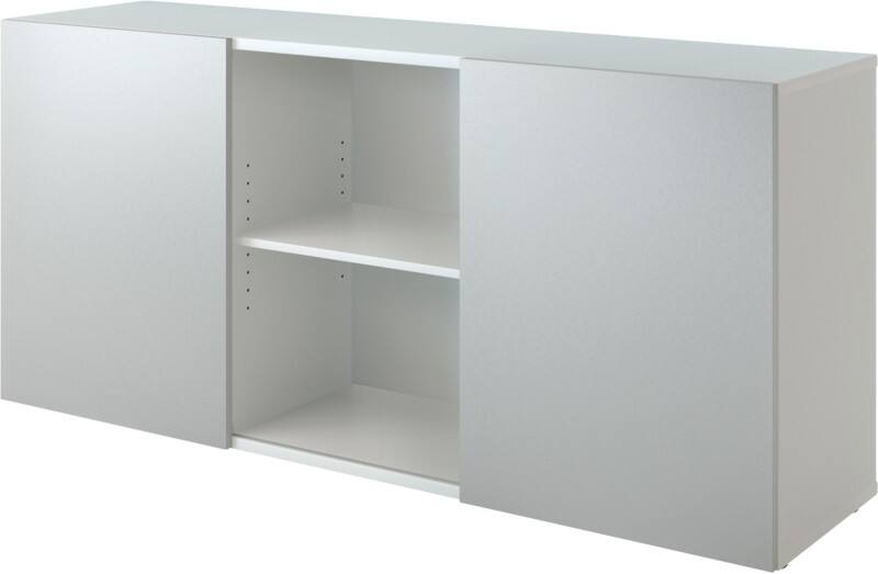 Hammerbacher Schiebetürenschrank Spanplatte 1 Fachboden 1.600 x 420 x 748 mm Silber, Weiß