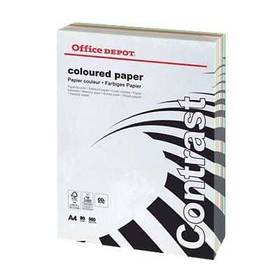 Office Depot DIN A4 Farbiges Papier Farbig Sortiert 80 g/m² Glatt 500 Blatt