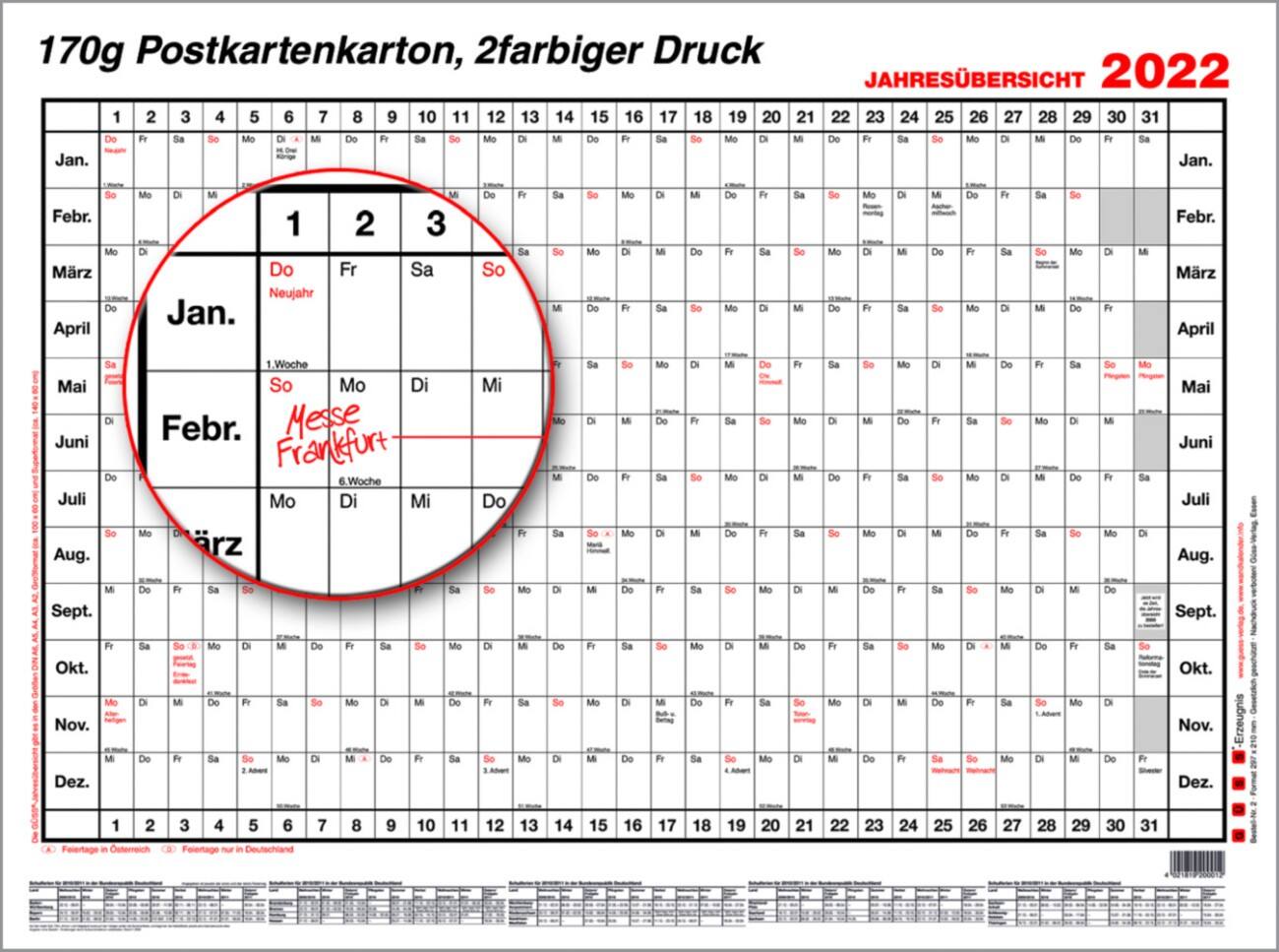 Güss Kalender Gmbh Jahresübersicht 2020 2 Din A4 Quer