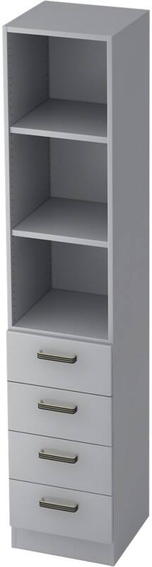Hammerbacher Melaminharzbeschichtete Spanplatte Schrank 3 Fachböden 406 x 420 x 2.004 mm Grau