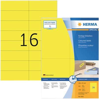 HERMA 4256 Multifunktionsetiketten SuperPrint Gelb Rechteckig 1600 Etiketten pro Packung