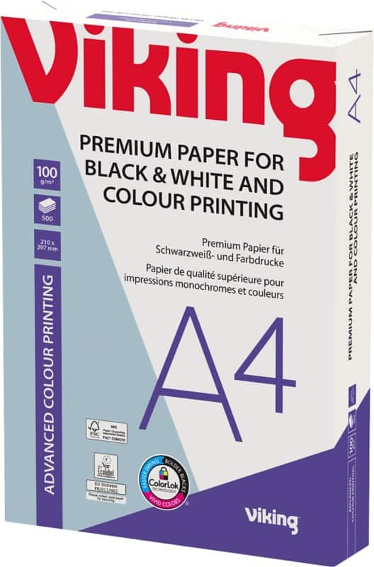 Viking Advanced Colour Printing DIN A4 Druckerpapier 100 g/m² Glatt Weiß 169 CIE 500 Blatt